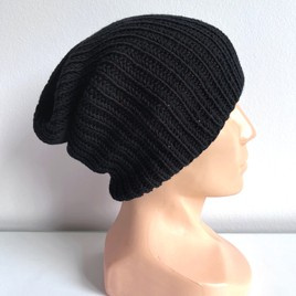 NANA – czapka beanie z wełny baby merino 21 Czarny, jesienno-zimowa