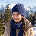 LAURIN Turn-Up Beanie 100% Alpaca 5575 Navy