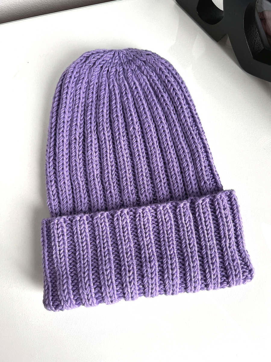 HELLI – czapka merino wywijana 100% Baby Merino 14 fioletowy jesienno-zimowa unisex