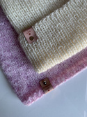 AUREA – ręcznie robiona czapka beanie baby merino + moher i jedwab dziecięca/damska 02/01 Ecru