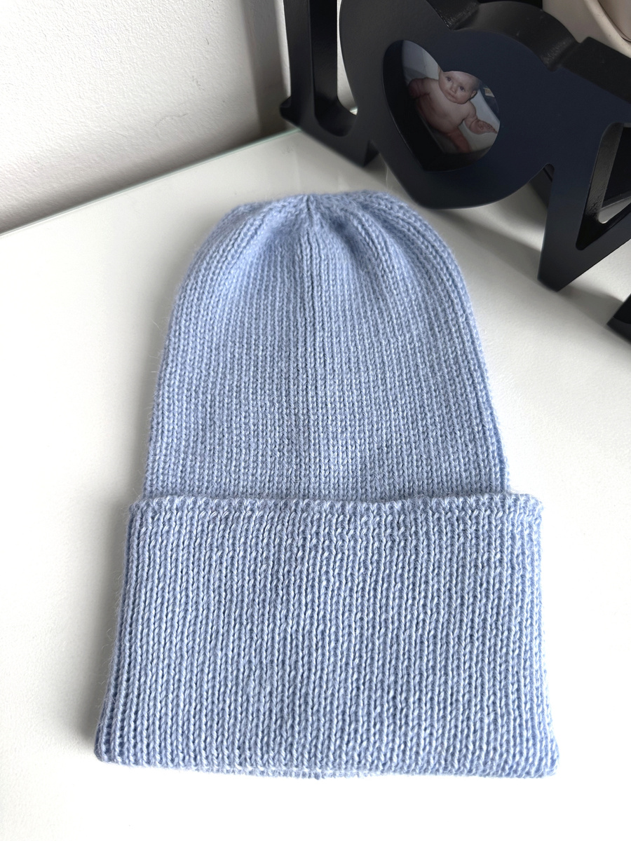 Czapka wywijana HELEN 100% Alpaka 6205 błękitny