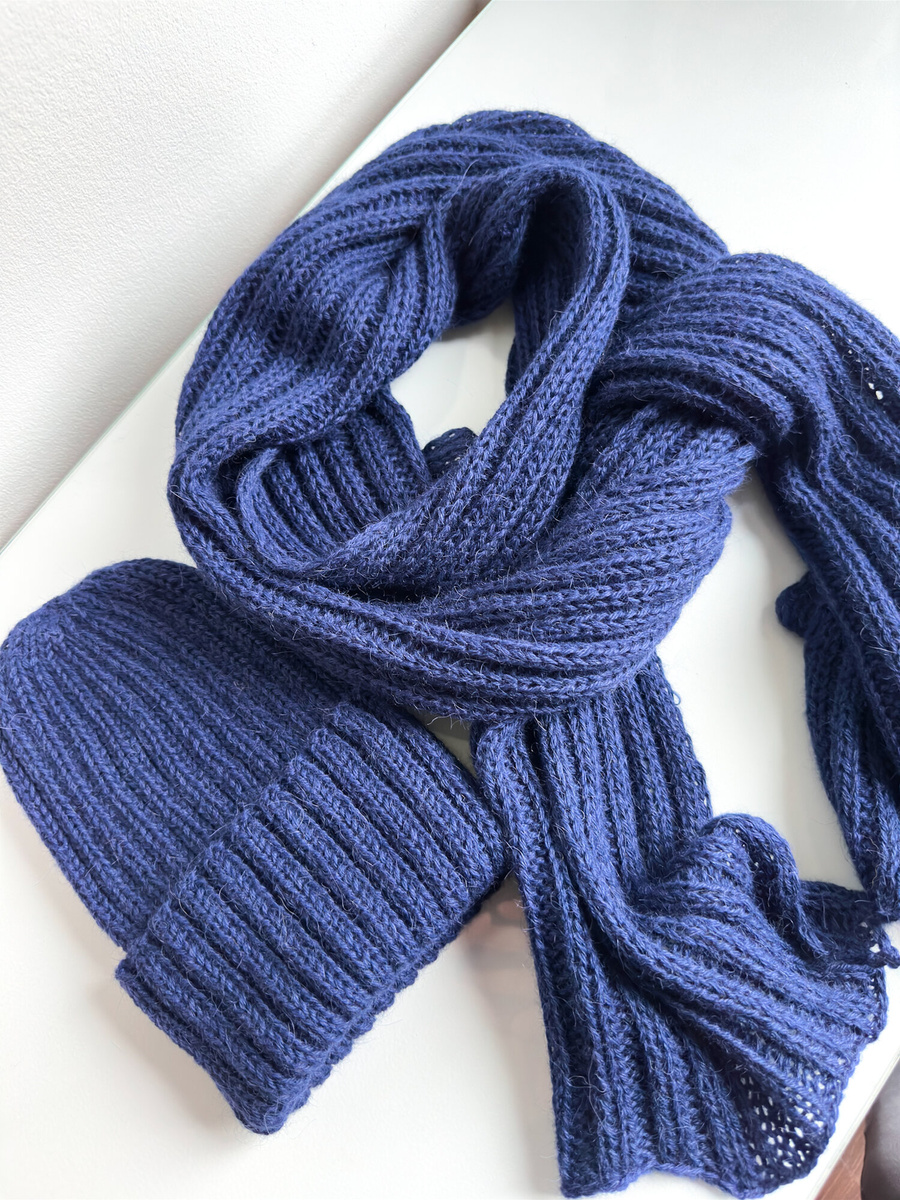 LAURIN Turn-Up Beanie 100% Alpaca 5575 Navy