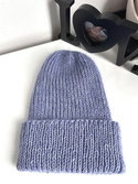 AUREA – ręcznie robiona czapka beanie baby merino + moher i jedwab 37/39 Jasna Lawenda