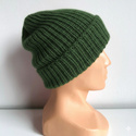 Czapka wywijana zrobiona ręcznie na drutach KIARA 100% Alpaka 9032 ciemny bluszcz
