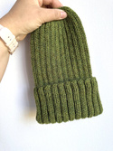 LAURIN Turn-Up Beanie 100% Alpaca 7238 Zielona Trawa