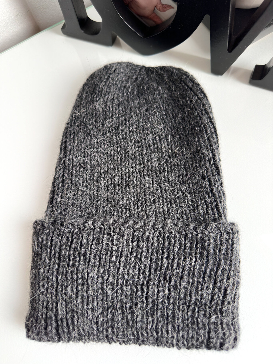 KIARA Turn-Up Beanie 100% Alpaca 506 Dark Grey
