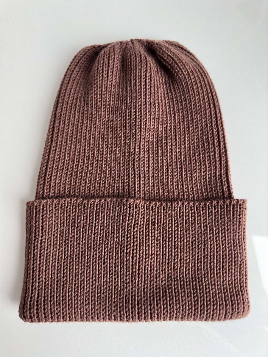 VARELLA – czapka beanie z wełny merino 100% Baby Merino 52 Czekolada jesienno-zimowa unisex