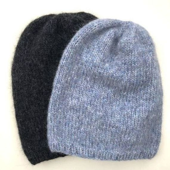 Ręcznie robiona czapka CHMURKA Alpaka 10 Mgła