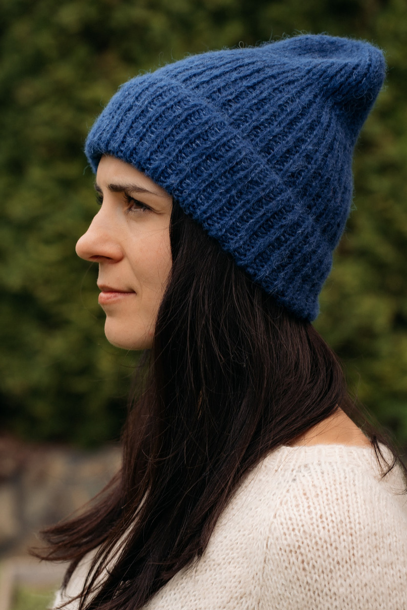 MORGANA – czapka damska beanie alpaka + jedwab 5575/39 granatowy