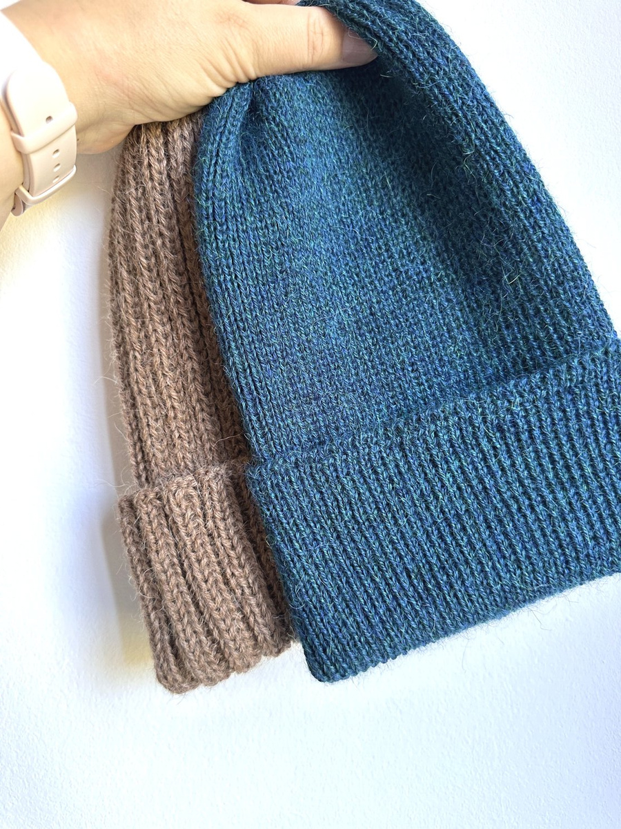 HELEN – czapka z alpaki damska 100% alpaka 7240 Niebieski Petrol, zimowa wywijana beanie