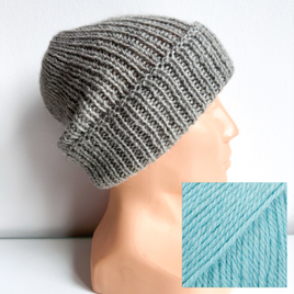 KIARA Turn-Up Beanie 100% Alpaca 2917 Turquoise