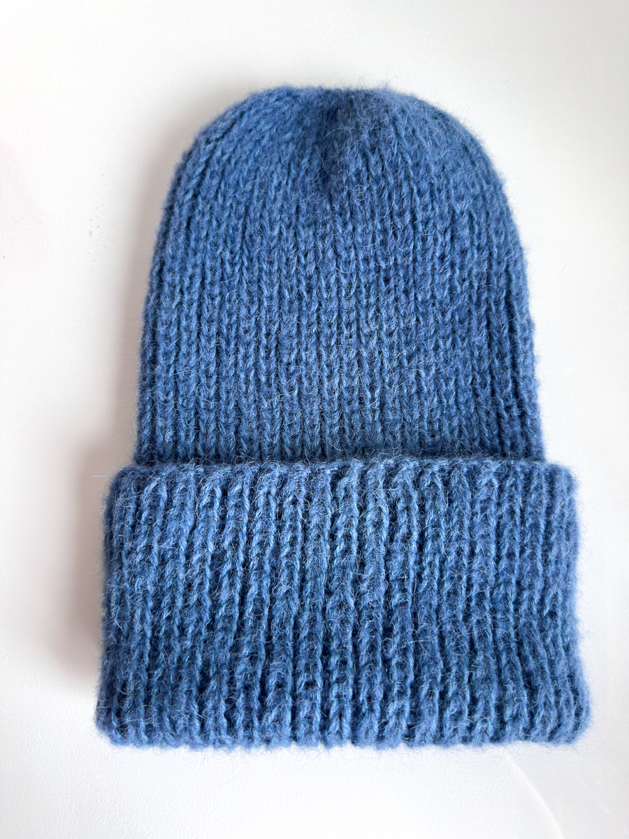 MORGANA – ręcznie robiona czapka damska alpaka + jedwab 6309/25 stalowy niebieski