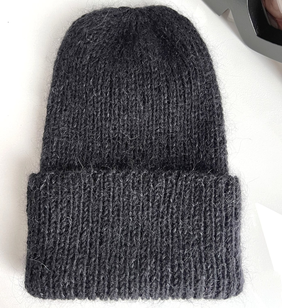 AUREA – ręcznie robiona ciepła czapka beanie baby merino + moher i jedwab damska/dziecięca 21/02 Czarny