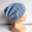 LAURIN – czapka z alpaki damska 100% alpaka 6205 błękitny beanie jesienno-zimowa