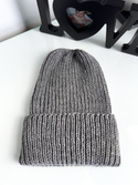 NANA – czapka wywijana beanie z wełny baby merino 19 Szary
