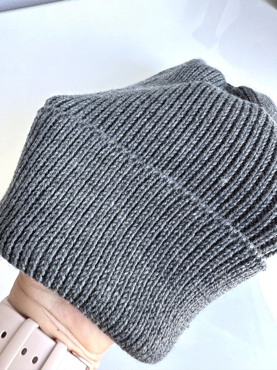 VARELLA – czapka merino beanie wywijana 100% Baby Merino 20 Ciemny szary