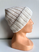 Ręcznie robiona Czapka wywijana LAURIN 100% Alpaka 101 Biały