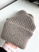 AUREA – czapka beanie handmade baby merino + moher i jedwab damska/dziecięca 57/12 Szaro-Brązowy