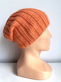 HELLI – czapka zimowa beanie damska z wełny baby merino 36 Pomarańczowy