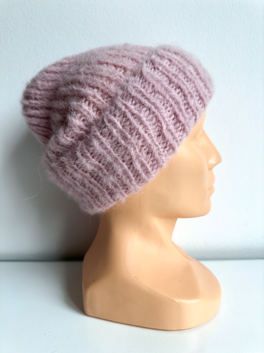 WATA CUKROWA – czapka z alpaki damska z merynosem 06 pudrowy róż