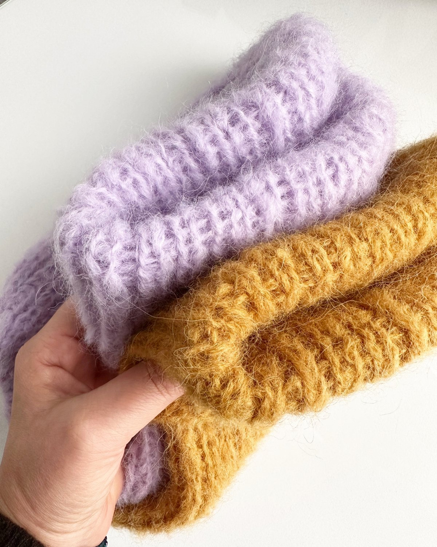 WATA CUKROWA – czapka z alpaki damska ręcznie robiona 18 musztarda