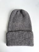 NANA – czapka wywijana beanie z wełny baby merino 19 Szary