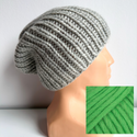 JANKA – gruba czapka beanie zimowa damska z wełny owczej Nitkowe Love 103 Zielona Papuga