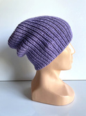 NANA – czapka beanie z wełny baby merino 14 fioletowy, jesienno-zimowa