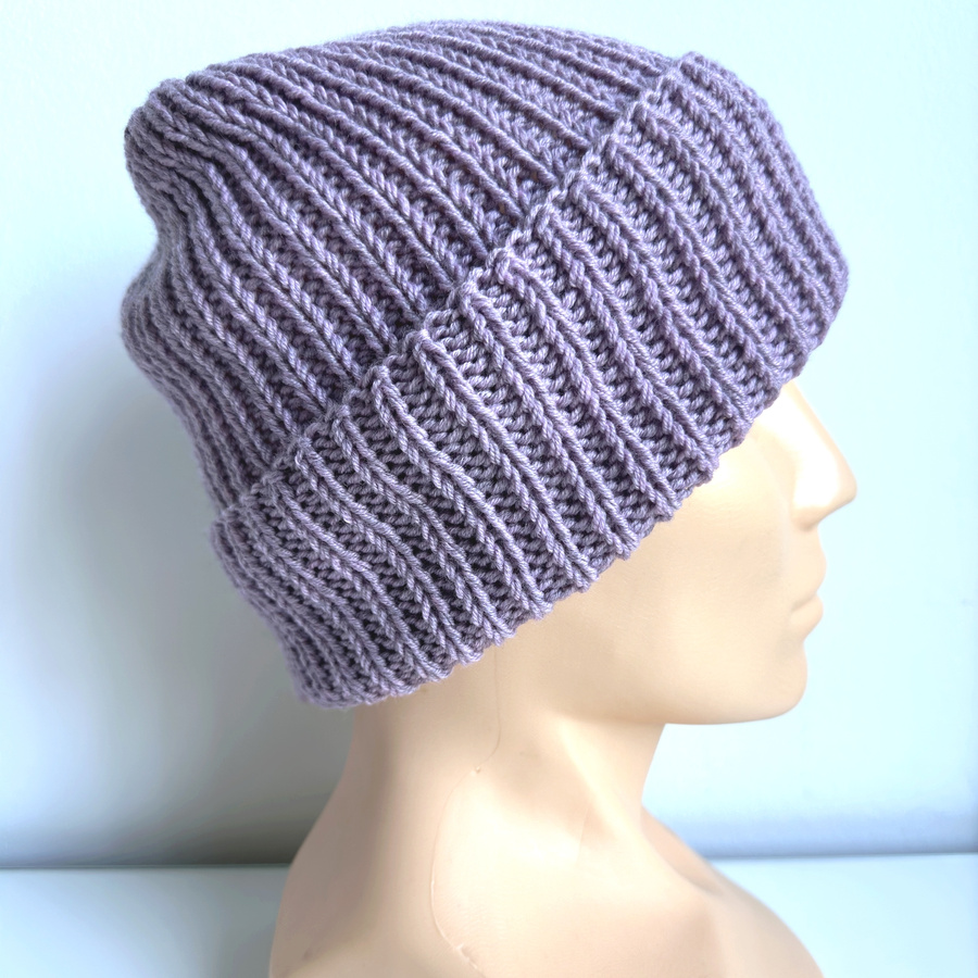 NANA – czapka beanie wywijana z wełny baby merino 39 Fioletowa Orchidea