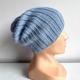 LAURIN – czapka z alpaki damska 100% alpaka 6205 błękitny beanie jesienno-zimowa