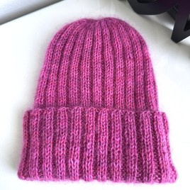 DAISY – czapka beanie ręcznie farbowane baby merino + moher i jedwab damska Malinowy Sorbet