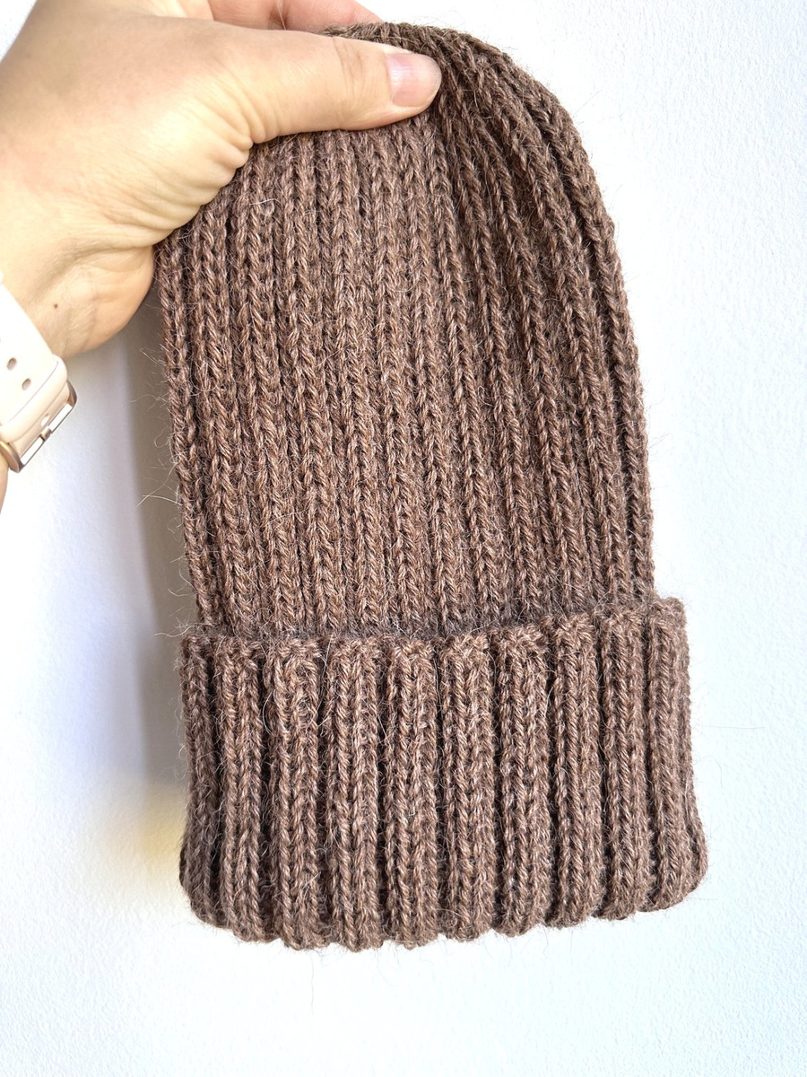LAURIN Turn-Up Beanie 100% Alpaca 607 Brown