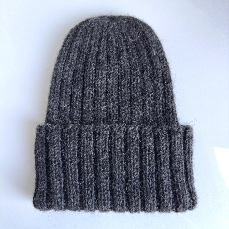 LAURIN Turn-Up Beanie 100% Alpaca 506 Dark Grey