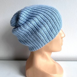 NANA – czapka beanie z wełny baby merino 11 Błękitny Stalowy