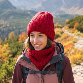 LAURIN Mütze mit Umschlag 100% Alpaka 3620 Rot