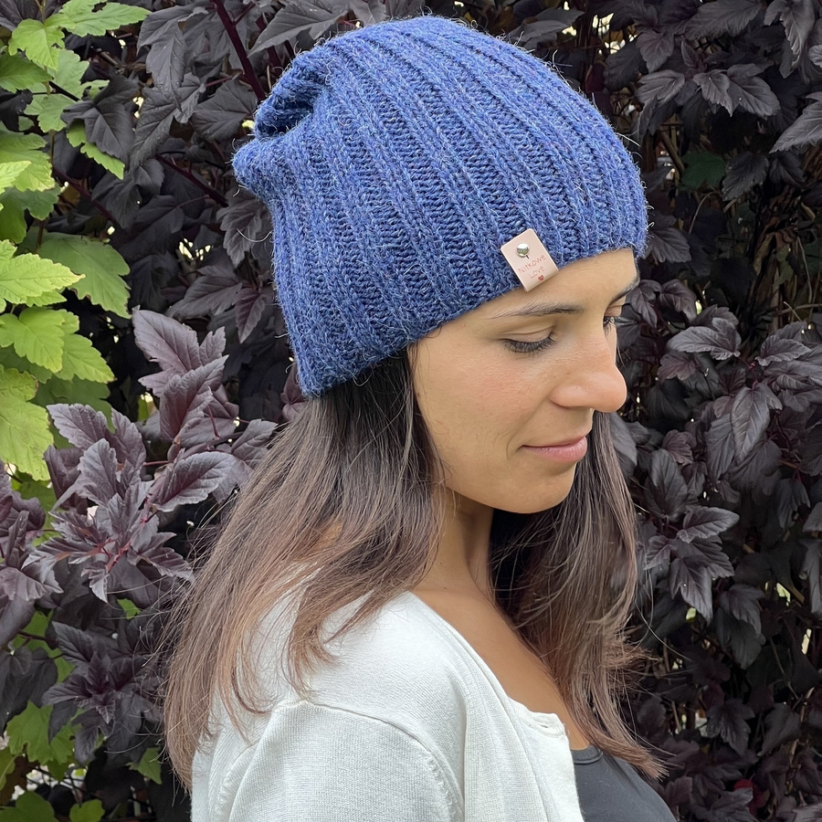 LAURIN – czapka z alpaki 100% damska beanie 6360 Nocne niebo zimowa