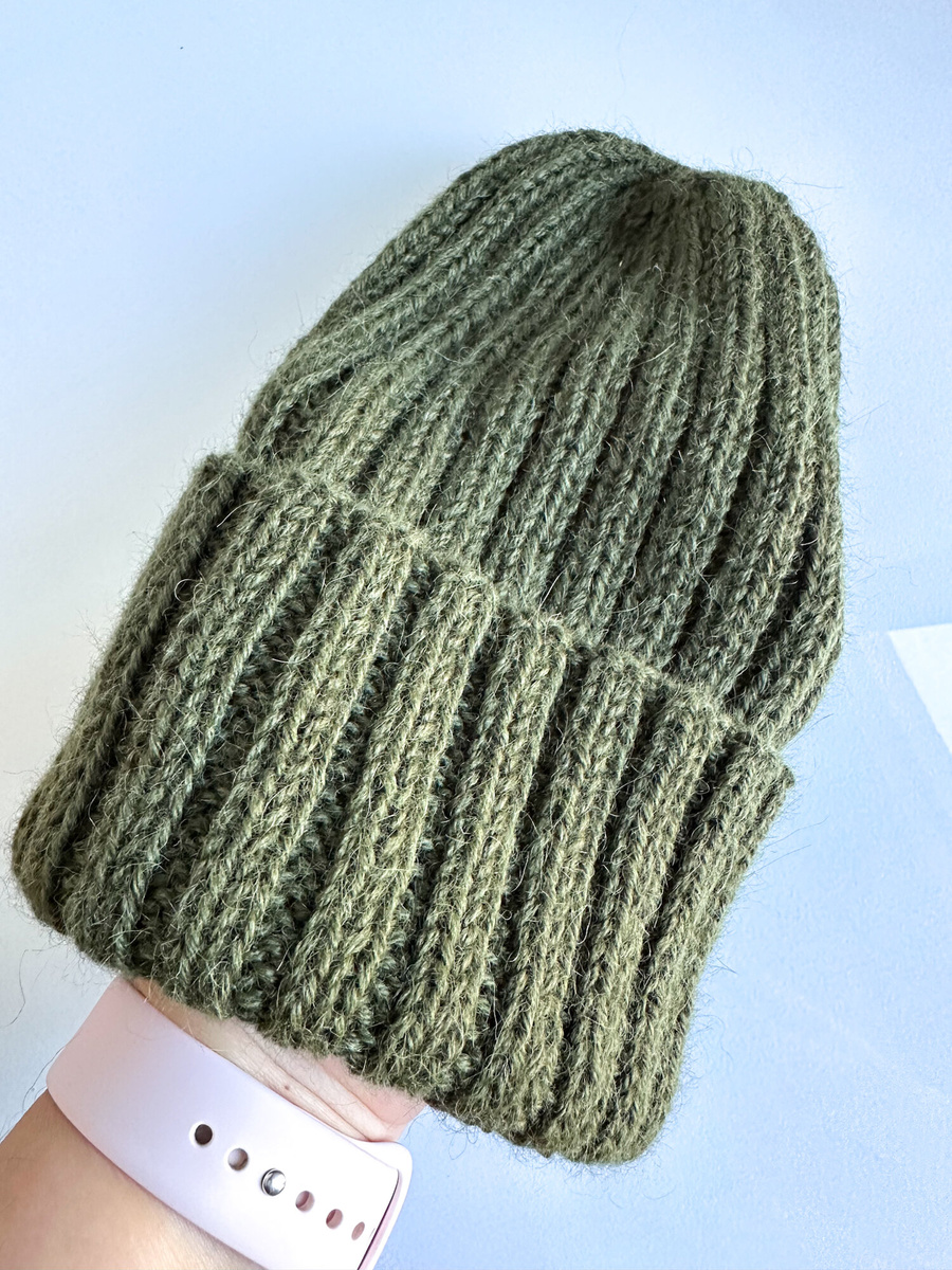 LAURIN Turn-Up Beanie 100% Alpaca 7895 Dark Green