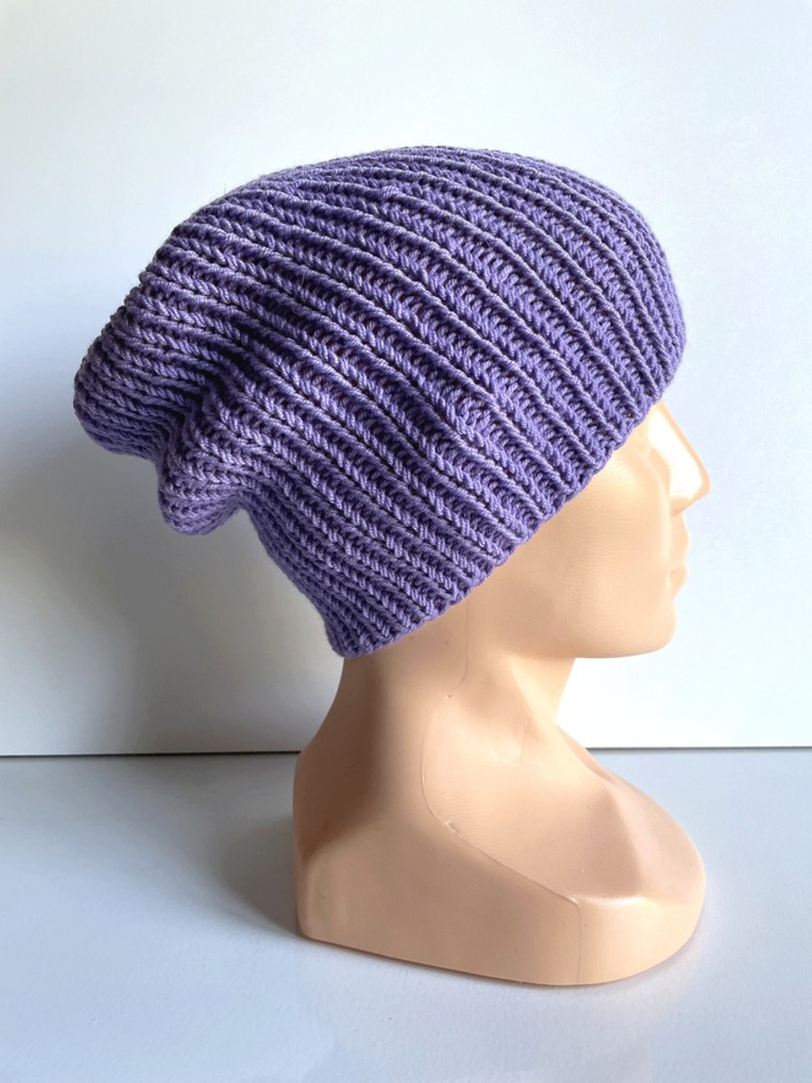 NANA – czapka beanie z wełny baby merino 14 fioletowy, jesienno-zimowa