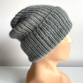 AUREA – czapka beanie handmade baby merino + moher i jedwab dziecięca/damska 50/10 Zielona Szałwia
