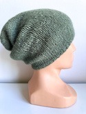 Ciepła czapka ręcznie robiona CHMURKA Alpaka 48 antyczna zieleń