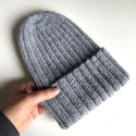 LAURIN Turn-Up Beanie 100% Alpaca 9021 Mgła zimowa