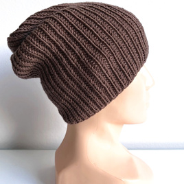 NANA Beanie-Mütze aus Baby-Merinowolle 52 Czekolada Herbst-Winter