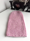 JANKA – gruba czapka beanie zimowa damska z wełny Nitkowe Love 30 Pastelowy Róż