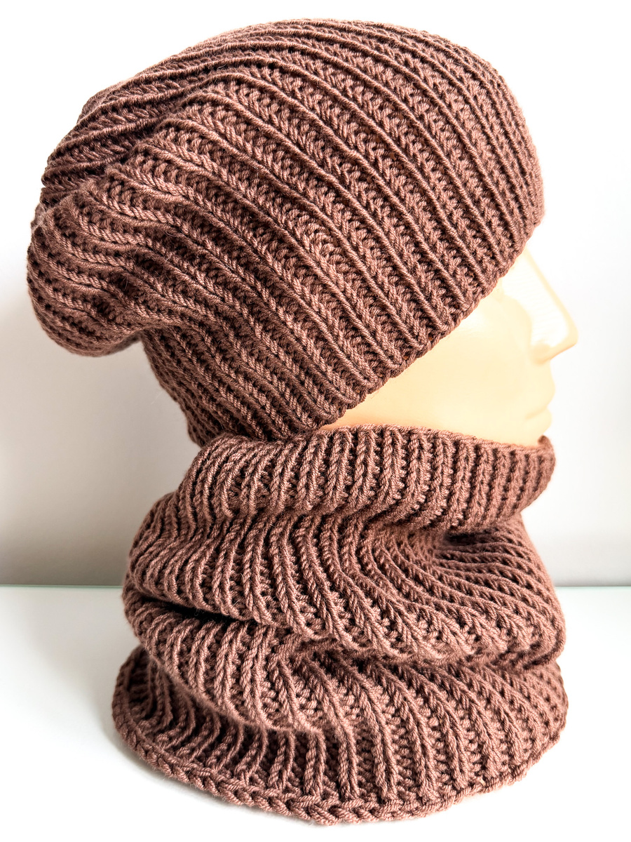 NANA – czapka beanie z wełny baby merino 52 Czekolada, jesienno-zimowa