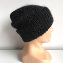 AUREA – ręcznie robiona ciepła czapka beanie baby merino + moher i jedwab damska/dziecięca 21/02 Czarny