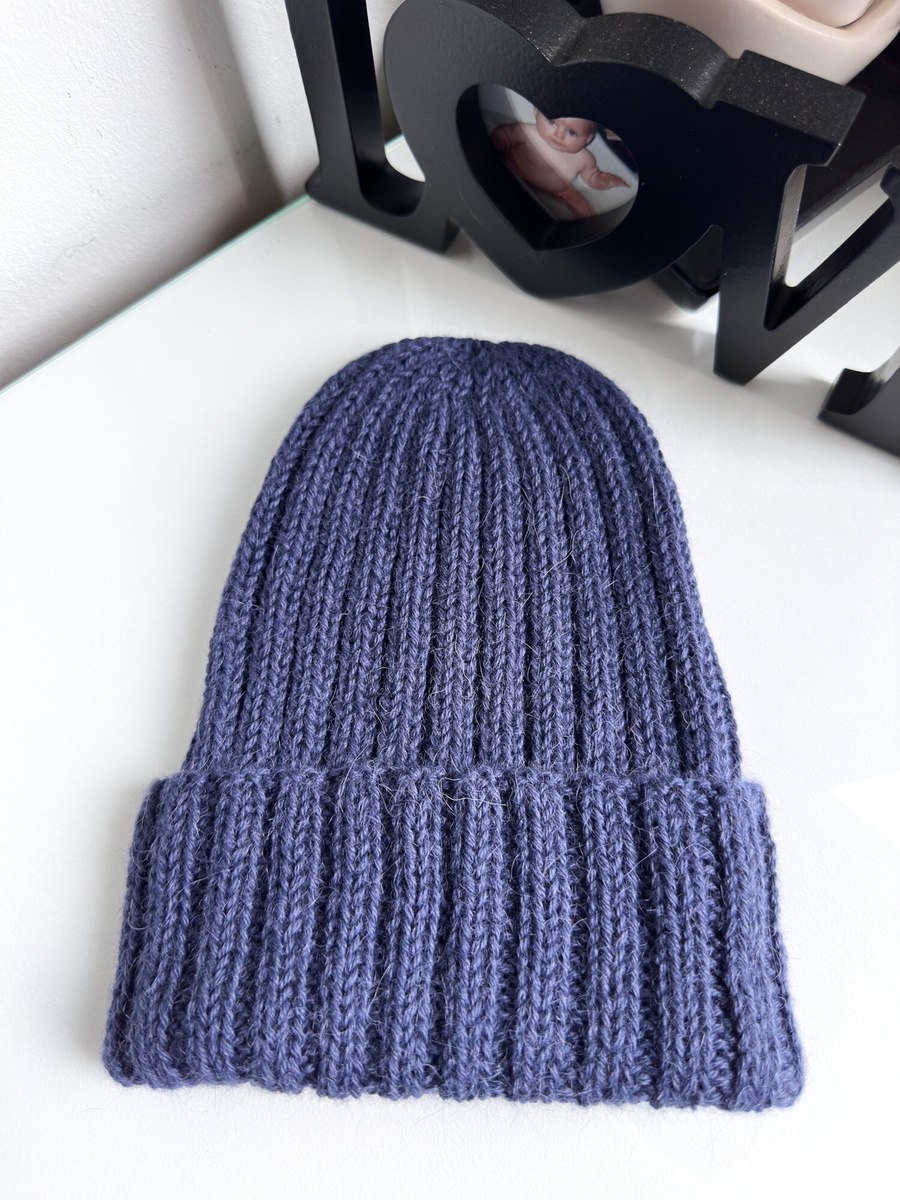 LAURIN Turn-Up Beanie 100% Alpaca 4305 Ciemny Indygo