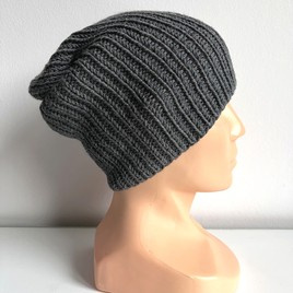 NANA – czapka beanie z wełny baby merino 20 ciemny szary, ręcznie robiona