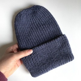 KIARA Turn-Up Beanie 100% Alpaca 4305 ciemne indygo