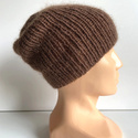 Handmade women's hat AUREA 100% baby merino plus mohair and silk 52/35 Milk chocolate