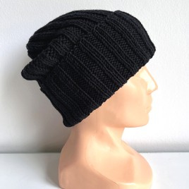 HELLI – czapka zimowa merino wywijana 21 Czarny, 100% baby merino, unisex